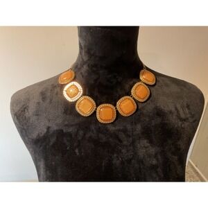 Square Statement Necklace Gold Brown Fashion Jewelry Women's‎
